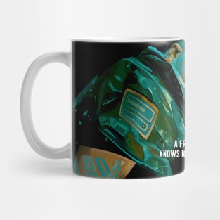 Puff Sumo Japanese Proverb: A frog in a well knows nothing of the sea  on a dark (Knocked Out) background Mug